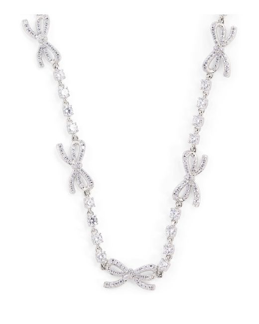 Self-Portrait Metallic Crystal Bow Necklace