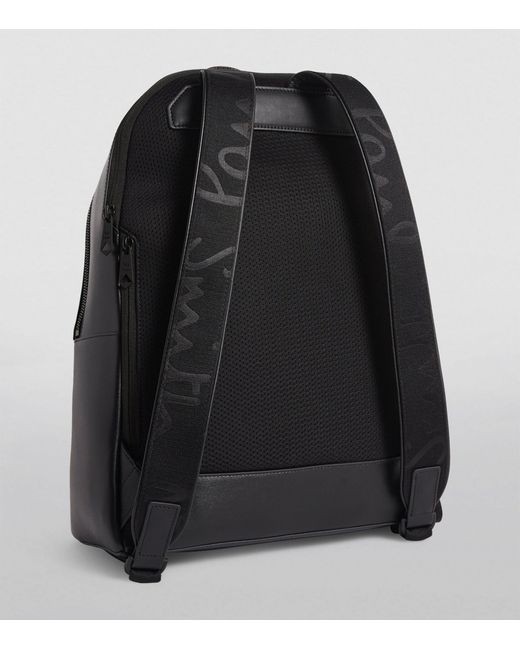 Paul Smith Black Leather Backpack for men