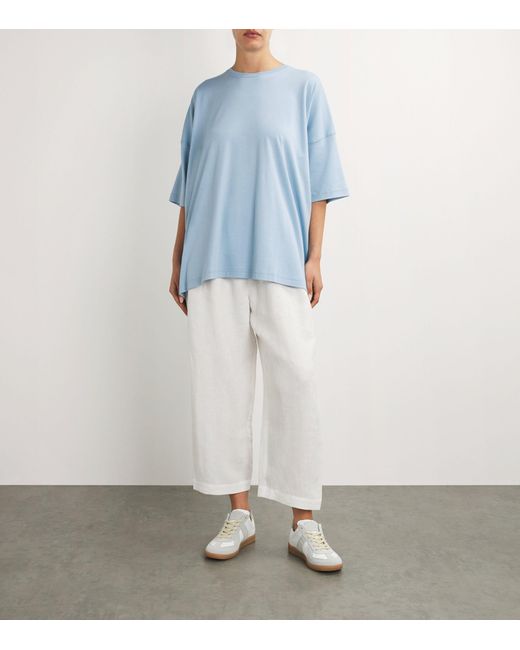 Eskandar Blue Pima Cotton A-line T-shirt
