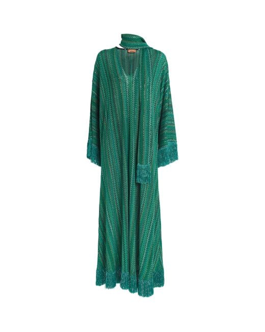 Missoni Green Fringed Zigzag Kaftan
