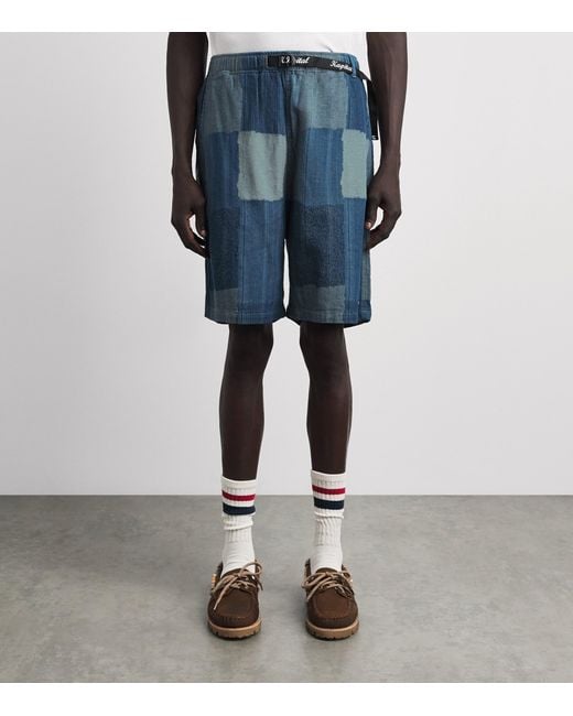 Kapital Blue Cotton Tugihagi Patchwork Shorts for men