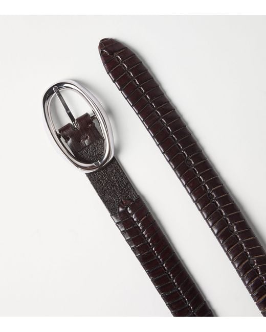 Brunello Cucinelli Black Leather Woven Belt for men