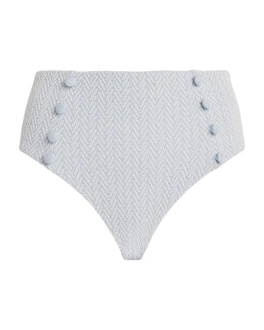 Devon Windsor White Herringbone Malia High-Waist Bikini Briefs