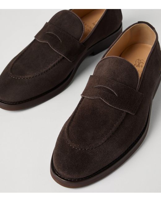 Brunello Cucinelli Brown Suede Loafer Sneakers for men