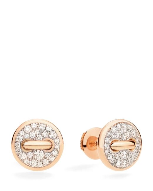 Pomellato Natural Rose Gold And Diamond Pom Pom Dot Earrings