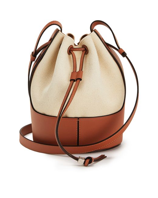 Loewe Natural Balloon Leather And Canvas Shoulder Bag