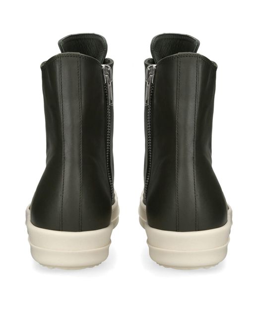Rick Owens Green Leather High-top Sneakers for men