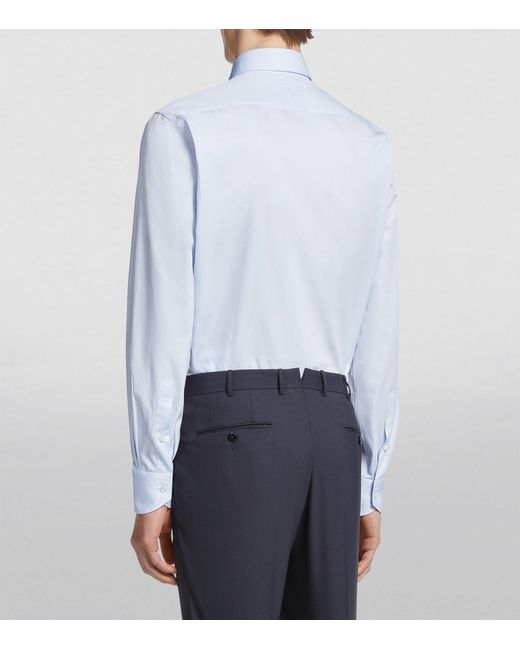 Zegna Blue Centoventimila Cotton Micro-stripe Shirt for men