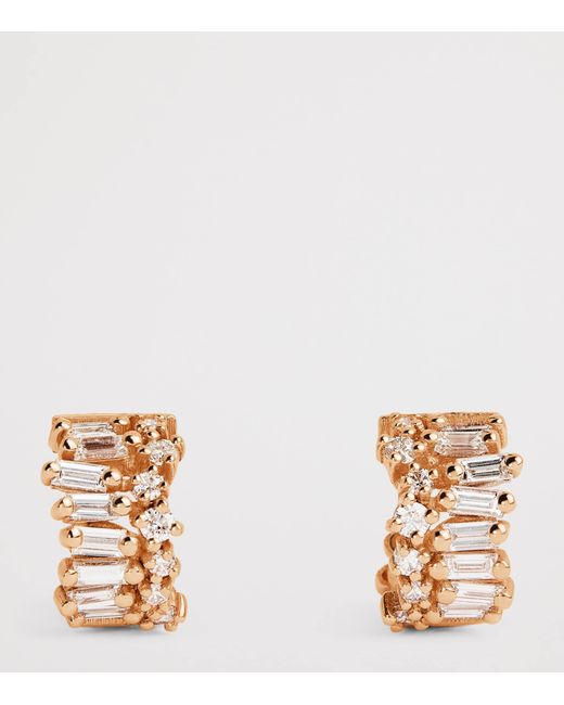 Suzanne Kalan Natural And Diamond Short Stack Hoop Earrings