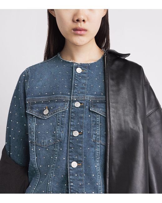 7 For All Mankind Blue Rhinestone Vicky Denim Jacket