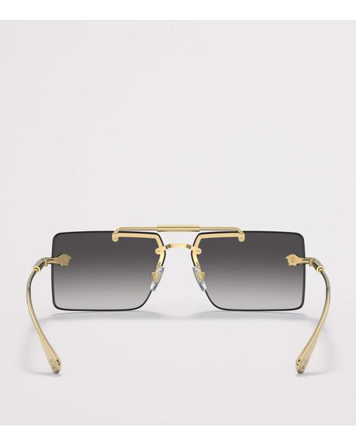 Versace Gray Rimless Rectangle Sunglasses