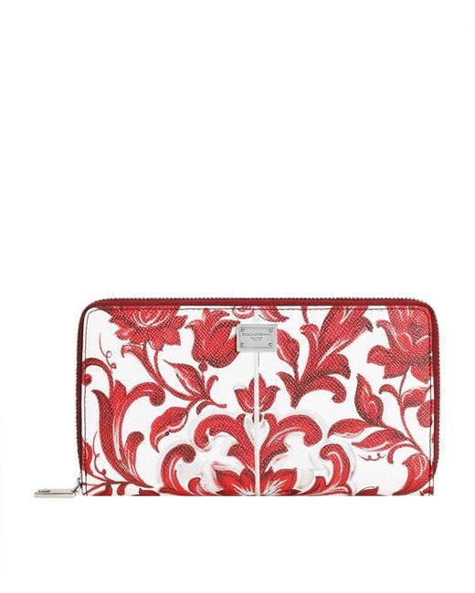 Dolce & Gabbana Red Leather Majolica Wallet for men