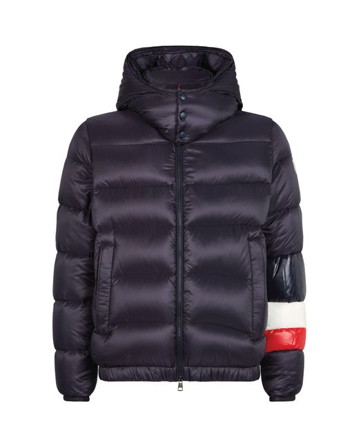 Moncler Blue Willm Tricolour Stripe Quilted-down Jacket for men