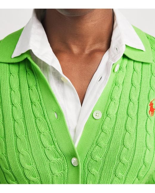 Polo Ralph Lauren Green Cotton Cable-Knit Cardigan