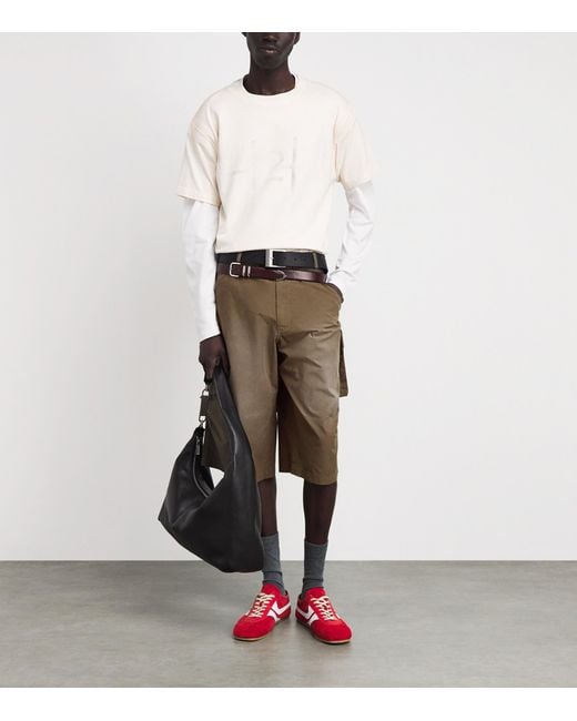 424 Green Cotton Cargo Bermuda Shorts for men