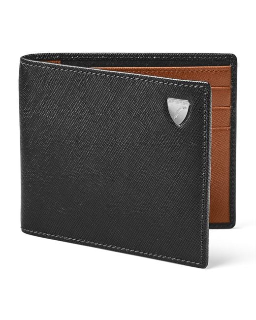 Aspinal Black Leather Bi-Fold Wallet for men
