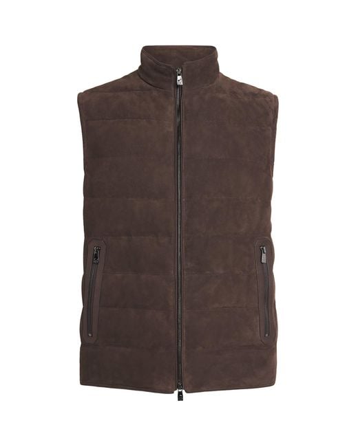 Corneliani Brown Reversible Suede Padded Gilet for men