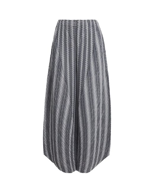 Pleats Please Issey Miyake Gray Cotton-Blend Zigzag Trousers