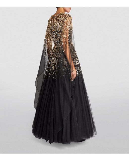 Jenny Packham Black Embellished Ursula Gown