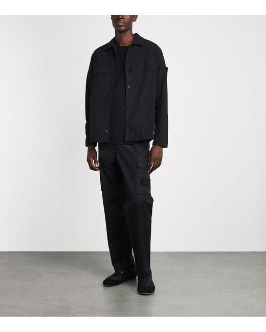 Stone Island Black Cotton-Canvas All-Weather Ghost Trousers for men