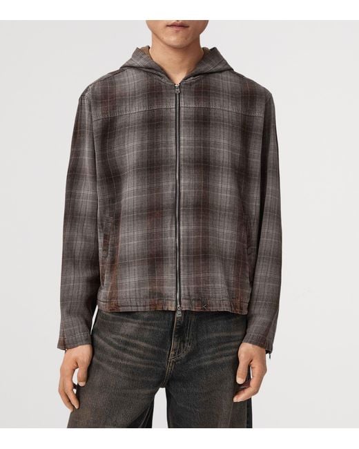 AllSaints Brown Santo Zip-Up Hoodie for men