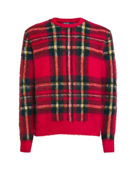 Polo Ralph Lauren Red Rws Wool-Alpaca-Blend Tartan Sweater for men