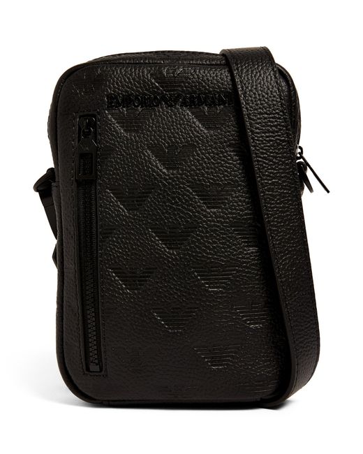 Emporio Armani Black Leather Logo Cross-body Bag for men