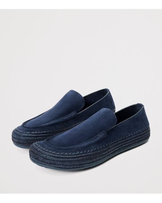 Loewe Blue X Paula's Ibiza Suede-Raffia Rio Loafers