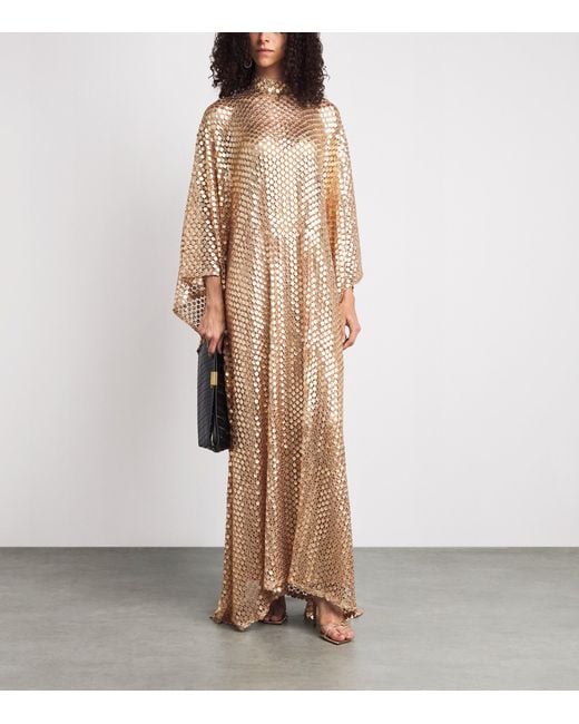 ‎Taller Marmo Natural Sequinned Deserto Maxi Kaftan Dress