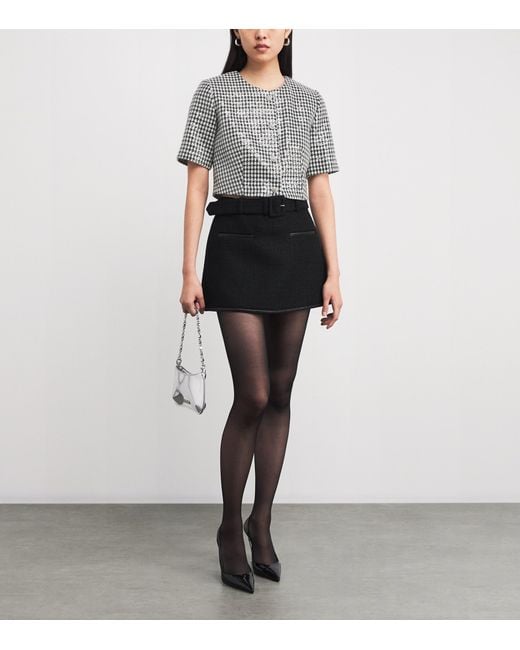 Sandro White Tweed Houndstooth Sequin Jacket