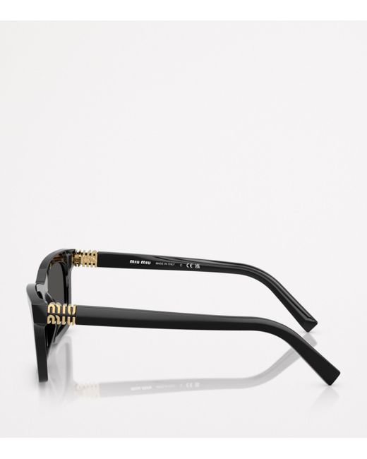 Miu Miu Black Acetate Rectangular Sunglasses