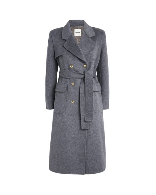 Sandro Gray Wool-Blend Double-Faced Coat