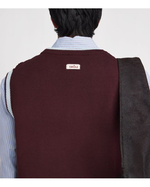 Drole de Monsieur Purple Crochet Sweater Vest for men