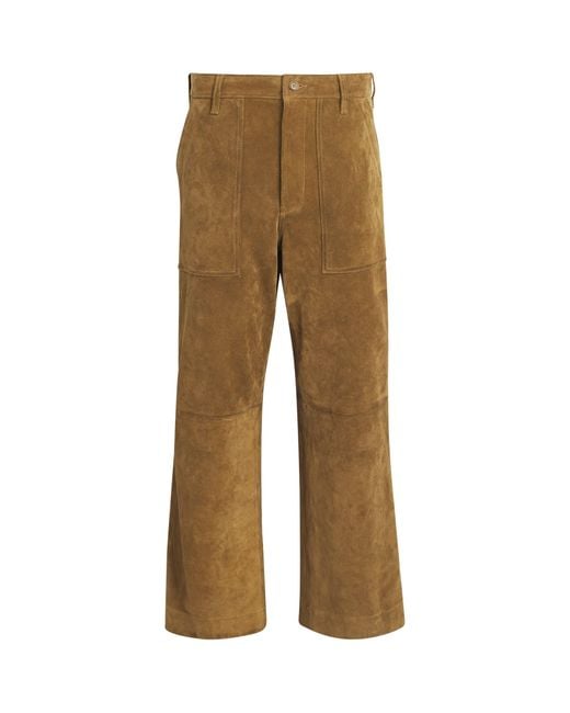 Polo Ralph Lauren Natural Suede Wide-Leg Trousers