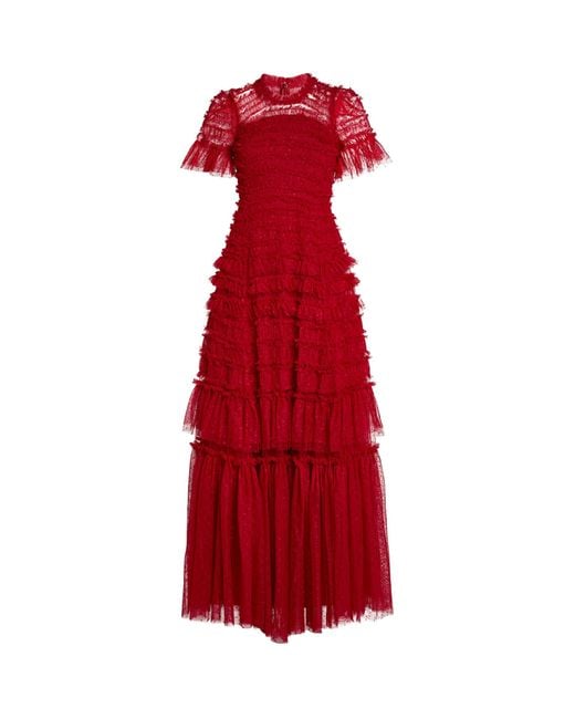 Needle & Thread Red Valentine Ruffle Gown