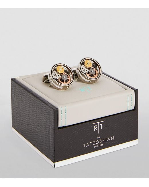 Tateossian Black Circle Gear Cufflinks for men