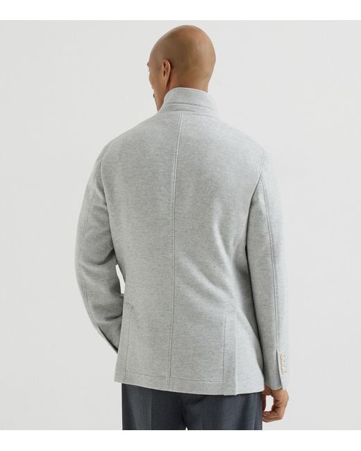 Brunello Cucinelli Gray Water-Resistant Cashmere Blazer for men