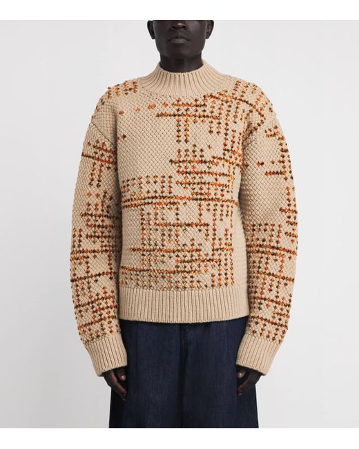 Dries Van Noten Natural Wool-Blend Digital Jacquard Sweater for men