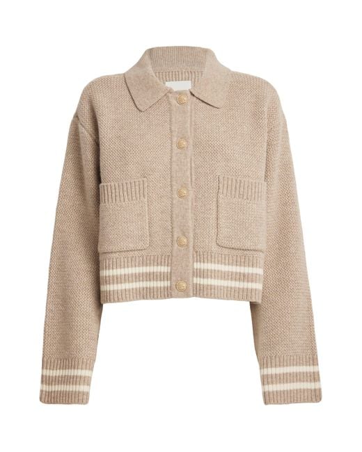 Sandro Natural Wool Contrast-Stripe Cardigan