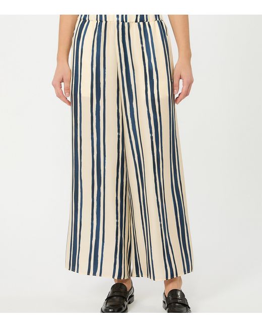 Weekend by Maxmara Blue Silk Wide-Leg Trousers