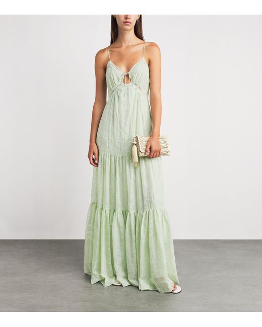 Alice + Olivia White Lace-Trim Nicky Maxi Dress