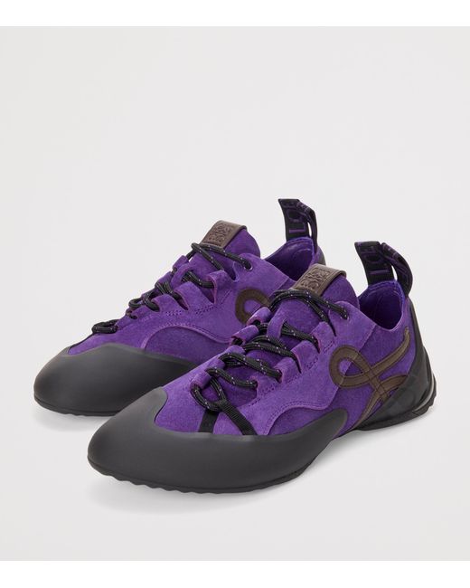 Loewe Purple Split Leather Grip Sneakers