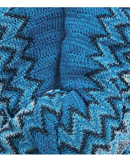 Missoni Blue Knot-Front Zigzag Headband