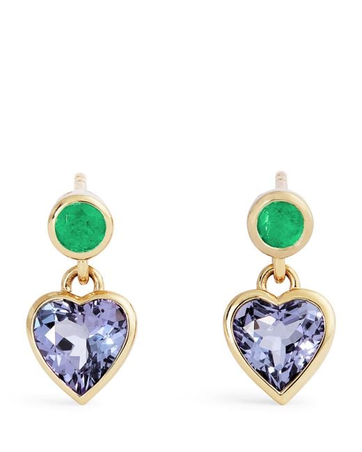 Emily P. Wheeler Blue Emerald And Tanzanite Heart Earrings