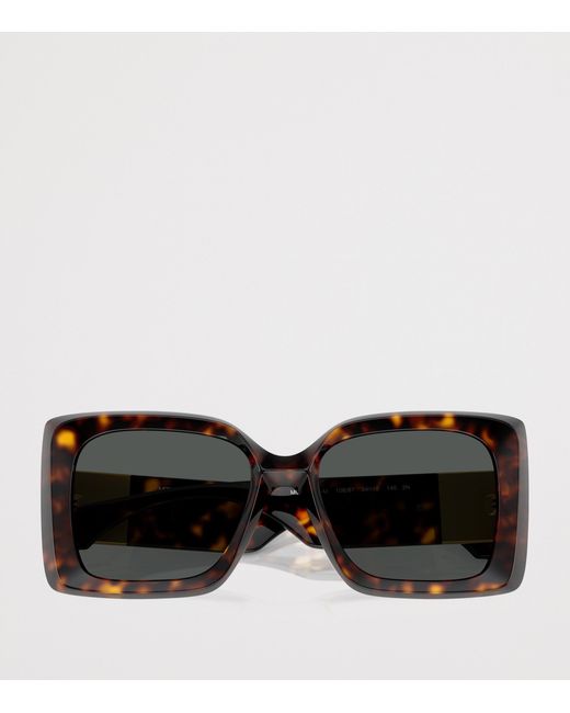 Versace Black Tortoise Square Irregular Sunglasses