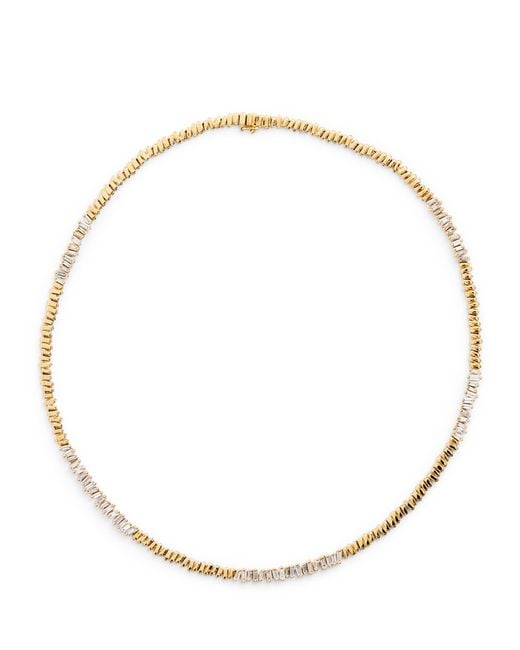 Suzanne Kalan Metallic And Diamond Golden Tennis Necklace