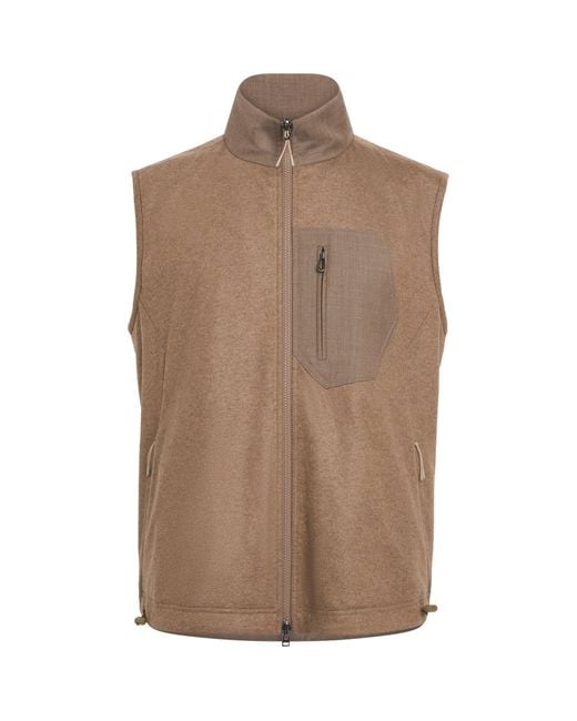 Sease Brown Virgin Wool-Cashmere Explorer Gilet for men