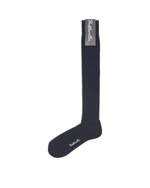 Pantherella Blue Merino Wool-Blend Ribbed Socks for men