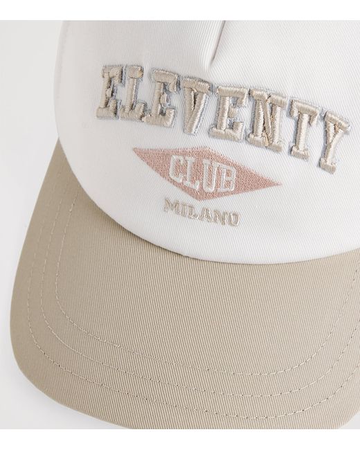 Eleventy White Embroidered Logo Baseball Cap for men
