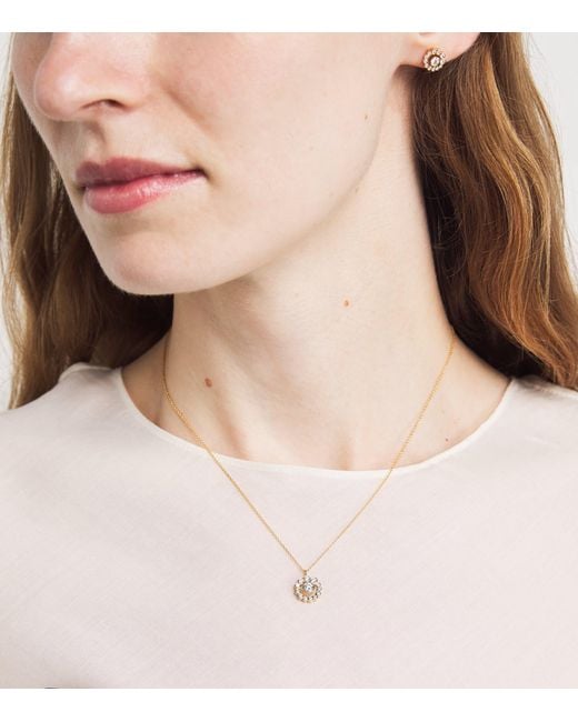 Sophie Bille Brahe Metallic And Diamond Lily Fleur Simple Necklace